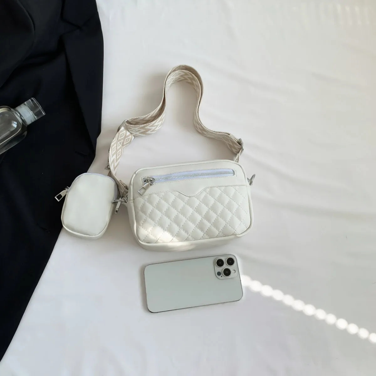 Hayes Stitching Faux Leather Shoulder Bag