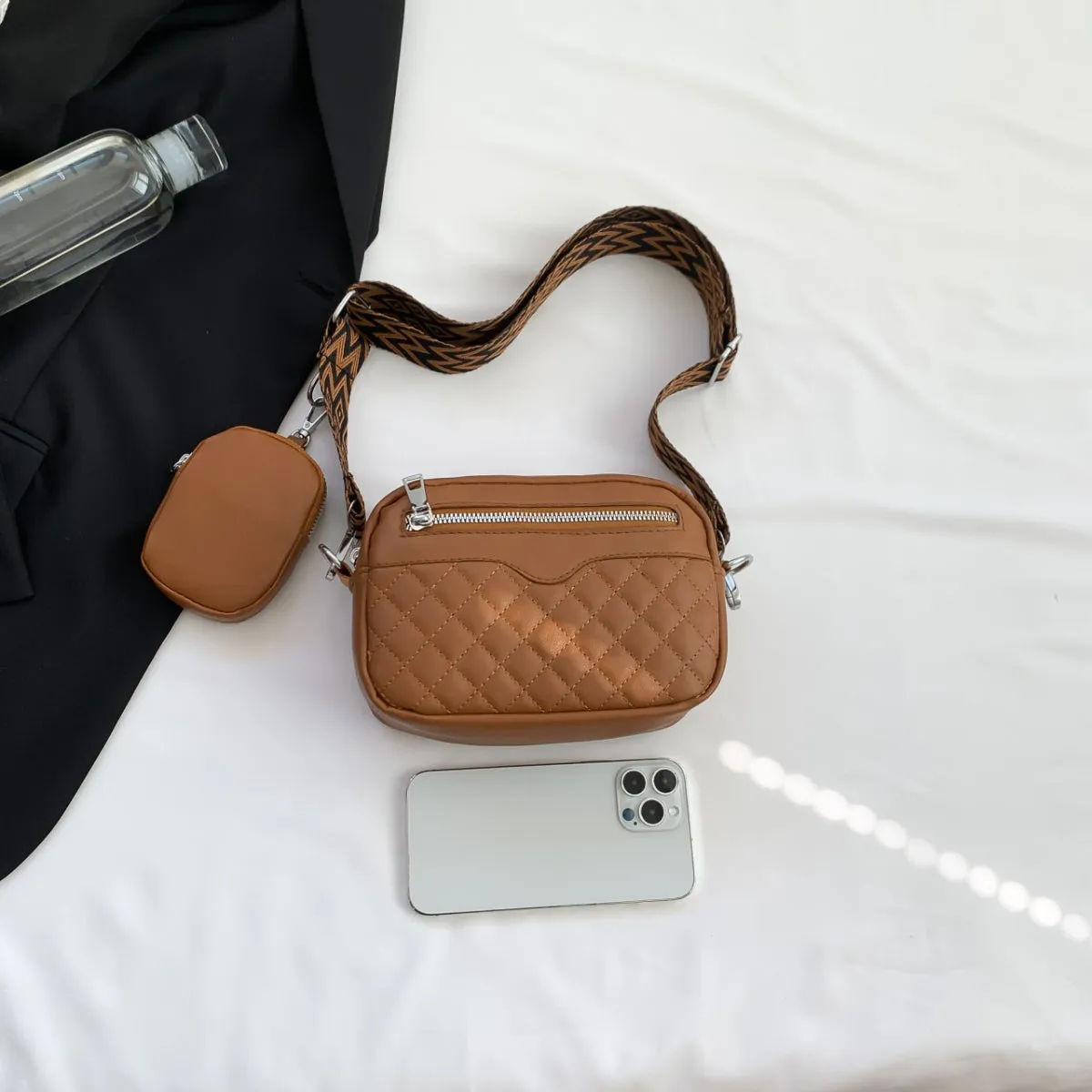 Hayes Stitching Faux Leather Shoulder Bag