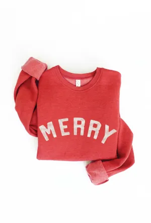 Heather Red "MERRY" Sweatshirt