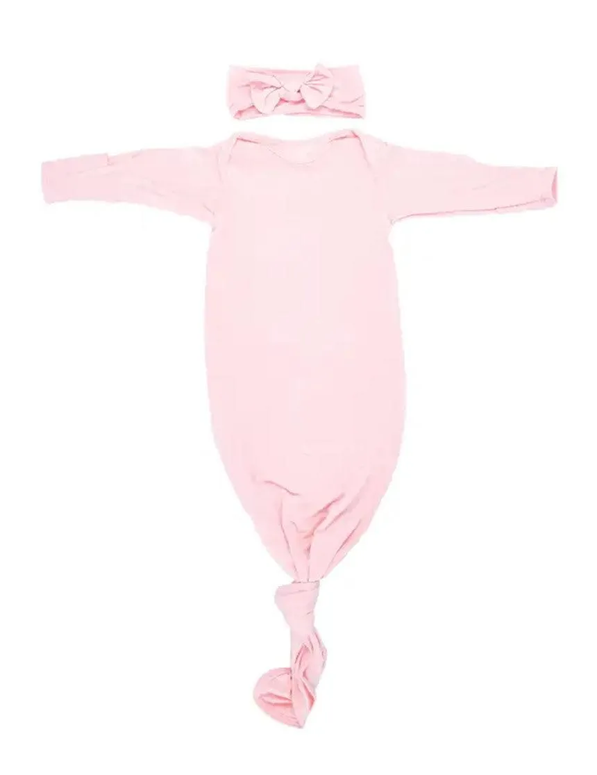 Heavenly Pink Knotted Gown & Bow Set