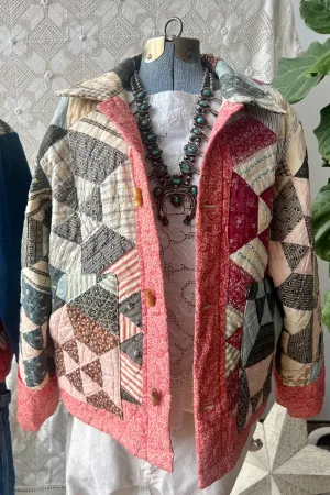 HF195 The Highlands Foundry Red Calico Quilt Utility Jacket