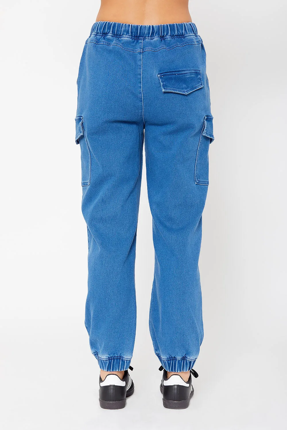 High-rise cotton knit cargo joggers