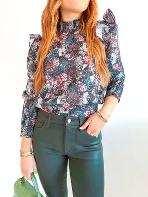 Indra Monarch Butterfly Tie Back Top