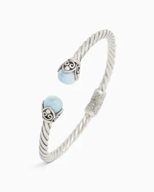 Island Bloom Twisted Hinge Bracelet with Larimar