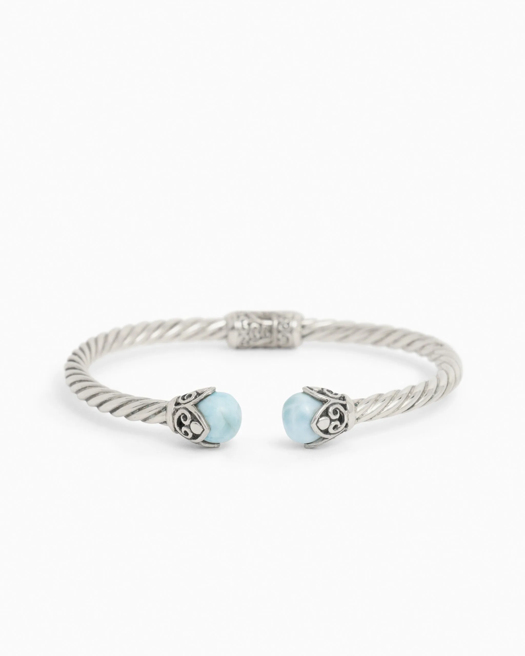 Island Bloom Twisted Hinge Bracelet with Larimar