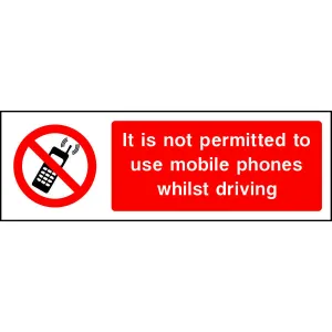 It is not permitted to use mobile phones whilst driving sign