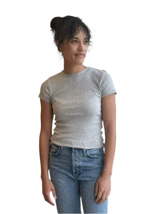 Jacquard Bebe Tee in Heather Grey