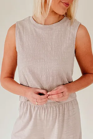 Jet Stream Vintage Textured Round Neck Relaxed Tank Top