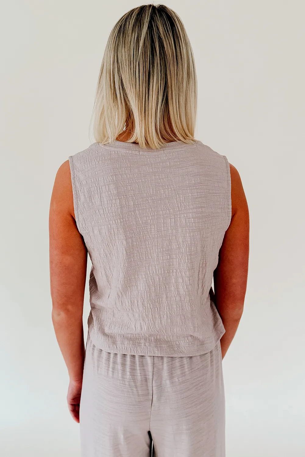 Jet Stream Vintage Textured Round Neck Relaxed Tank Top