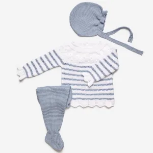 Juliana Boys Knitted Blue & White 3 Piece Set