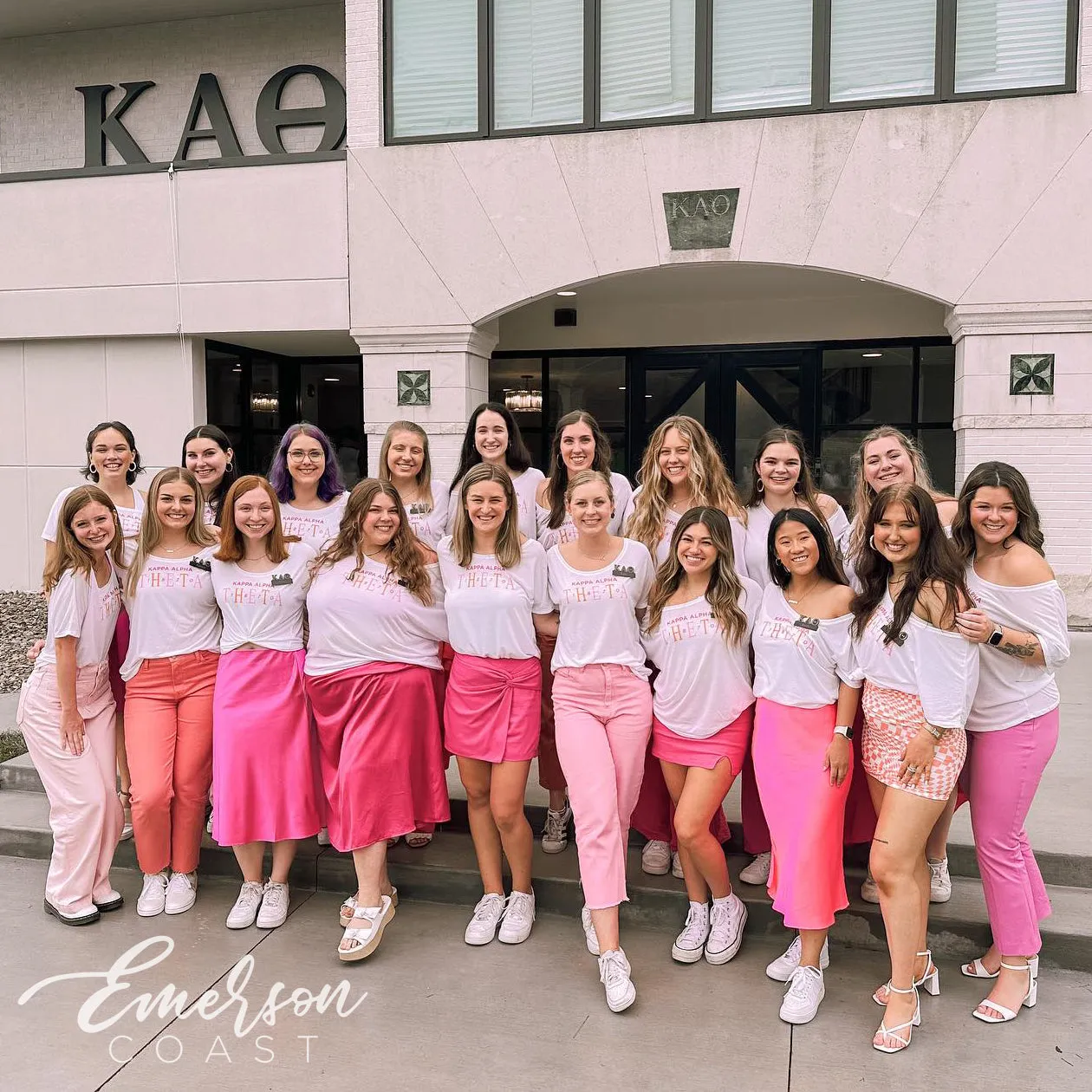 Kappa Alpha Theta Pink and Orange Recruitment Slouchy Tee