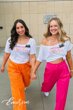 Kappa Alpha Theta Pink and Orange Recruitment Slouchy Tee