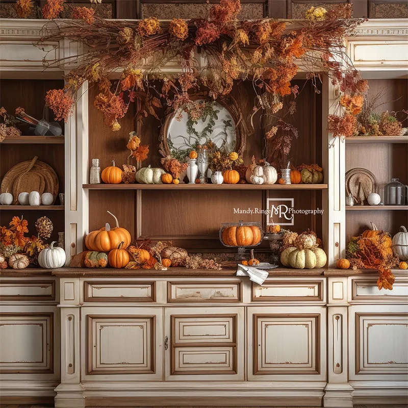 Kate Cozy Autumn Kitchen Hutch Backdrop Designed by Mandy Ringe Photography
