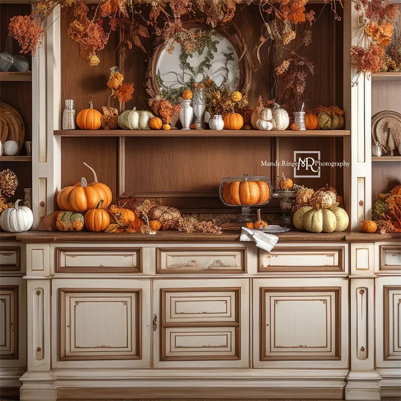 Kate Cozy Autumn Kitchen Hutch Backdrop Designed by Mandy Ringe Photography