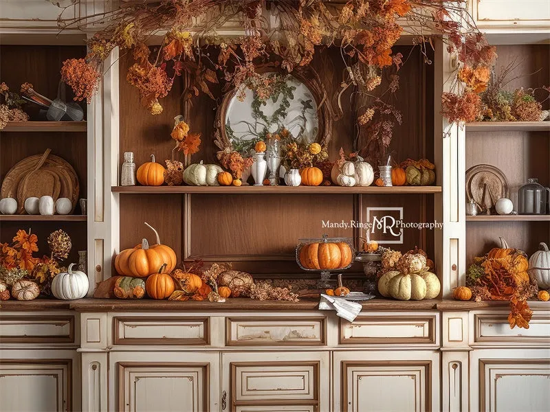 Kate Cozy Autumn Kitchen Hutch Backdrop Designed by Mandy Ringe Photography