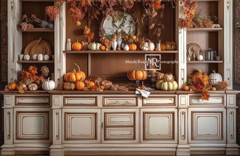 Kate Cozy Autumn Kitchen Hutch Backdrop Designed by Mandy Ringe Photography