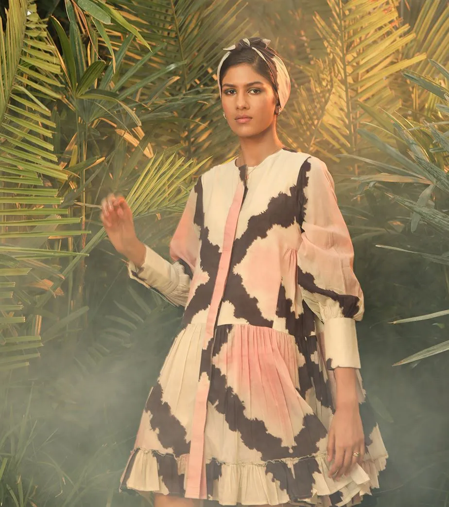 Khara Kapas   -   Lost In Reverie Multicolour tie & dye short dress - Another Day in Paradise