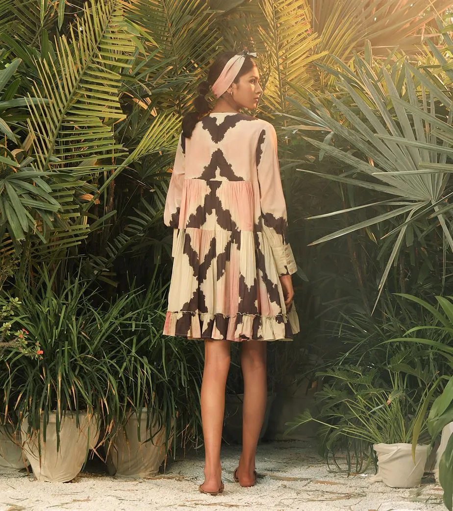 Khara Kapas   -   Lost In Reverie Multicolour tie & dye short dress - Another Day in Paradise