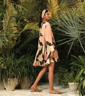 Khara Kapas   -   Lost In Reverie Multicolour tie & dye short dress - Another Day in Paradise