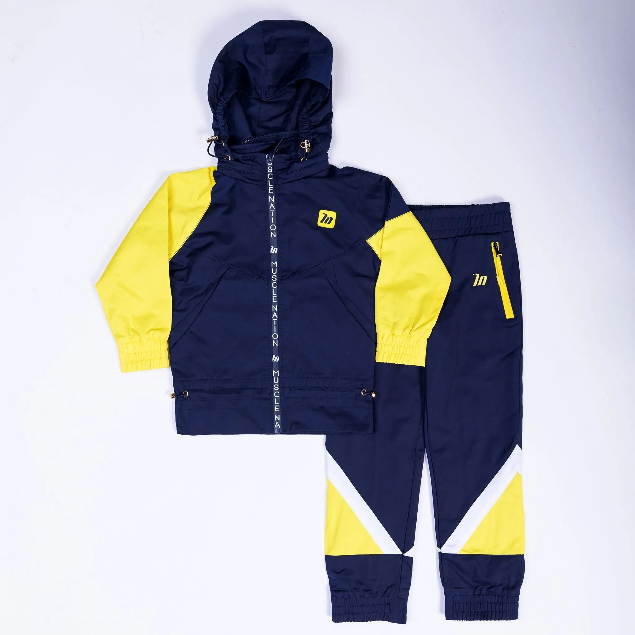 Kids MN Retro Tracksuit Pants - Navy / Yellow