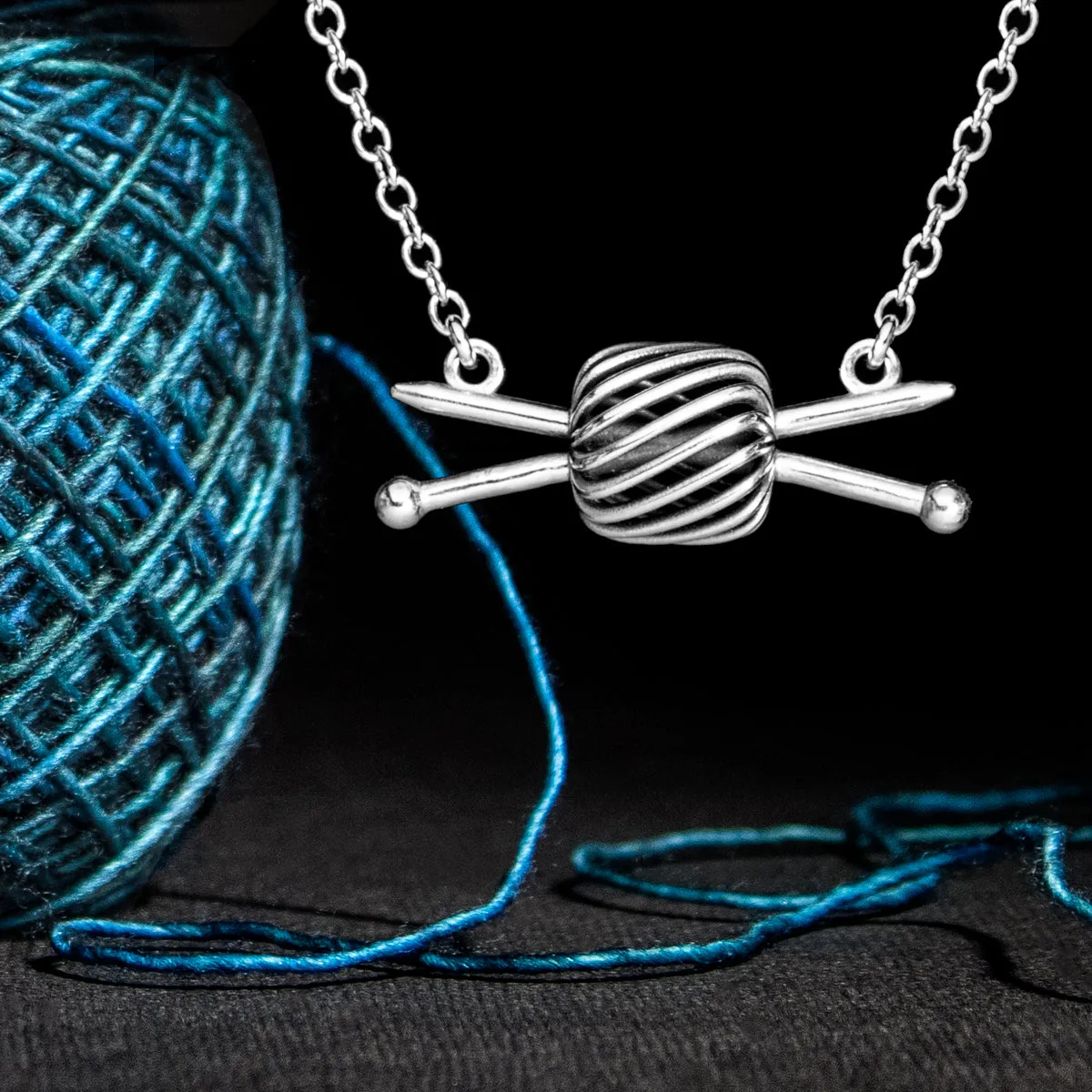 Knitting Needles For Yarn Cake Necklace, Mmmmmhhmmm