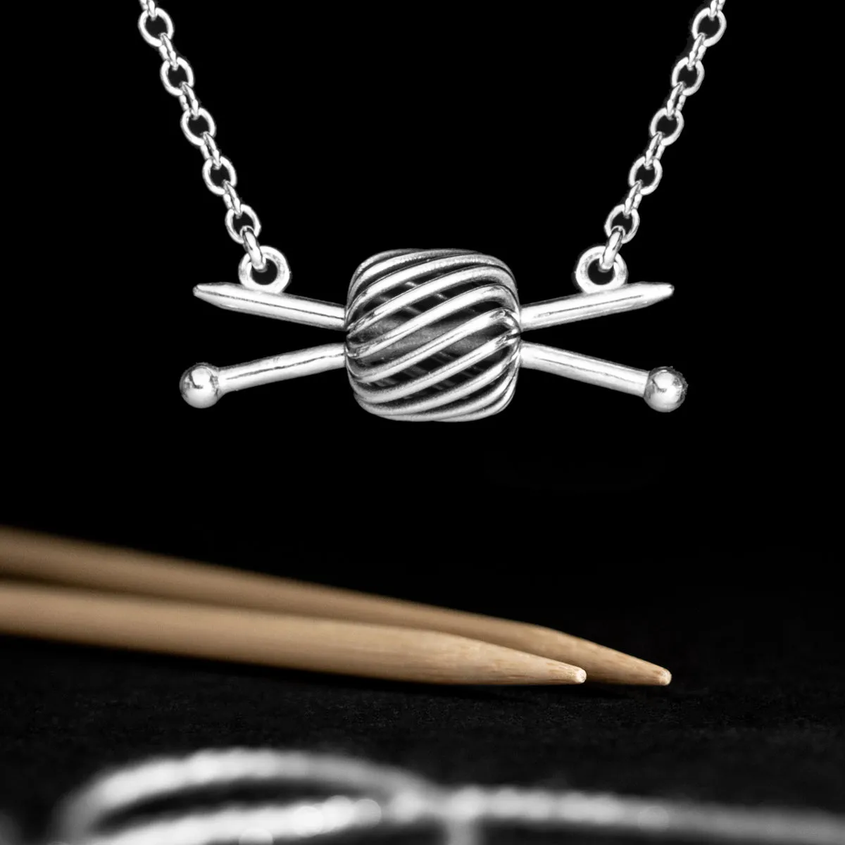 Knitting Needles For Yarn Cake Necklace, Mmmmmhhmmm