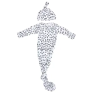 Knotted Gown & Headwear Set | Spotty Print