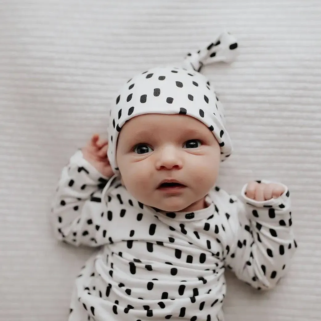 Knotted Gown & Headwear Set | Spotty Print