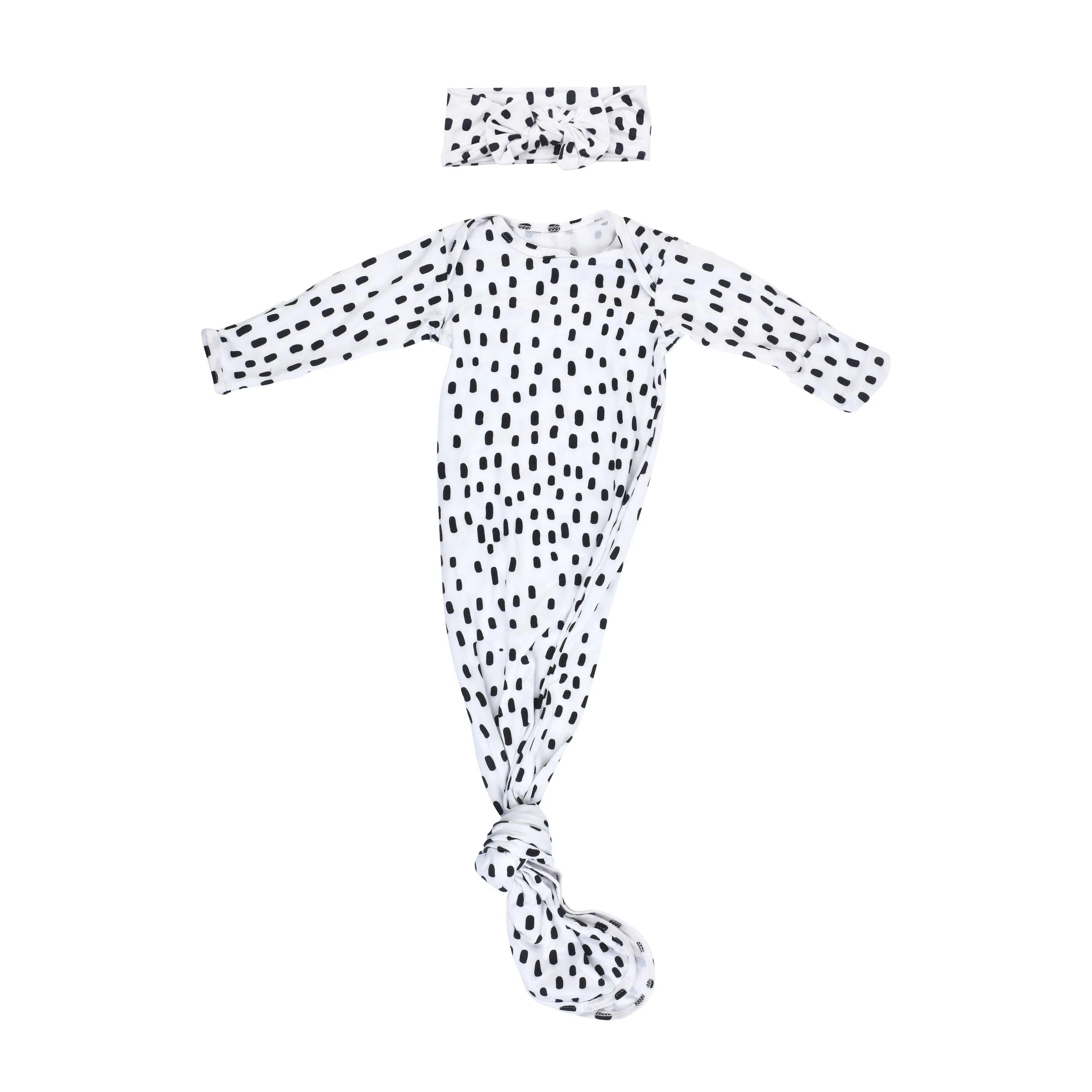 Knotted Gown & Headwear Set | Spotty Print