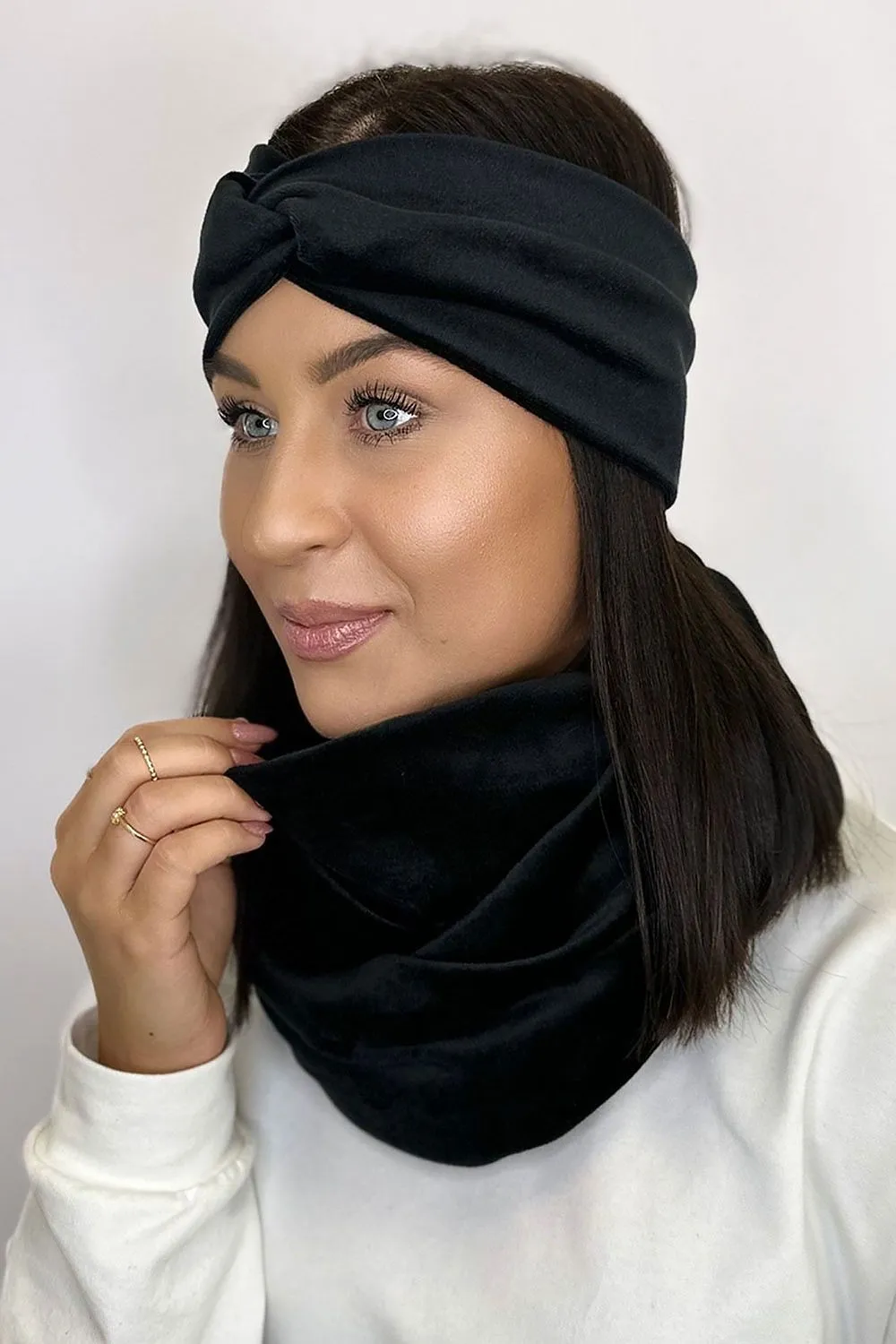 Knotted Velour Headband & Chimney Set