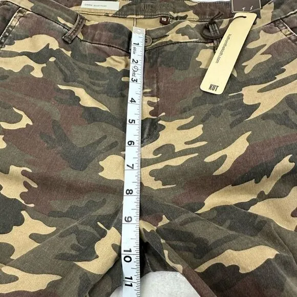 Kut From The Kloth Women's Size 10 Gwen Relaxed Trouser Green Camouflage New