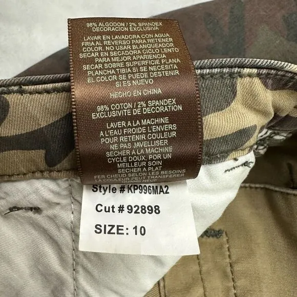 Kut From The Kloth Women's Size 10 Gwen Relaxed Trouser Green Camouflage New