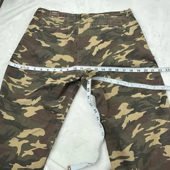 Kut From The Kloth Women's Size 10 Gwen Relaxed Trouser Green Camouflage New