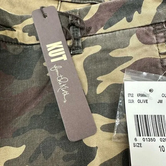 Kut From The Kloth Women's Size 10 Gwen Relaxed Trouser Green Camouflage New