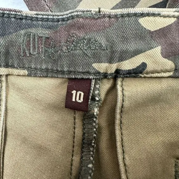 Kut From The Kloth Women's Size 10 Gwen Relaxed Trouser Green Camouflage New