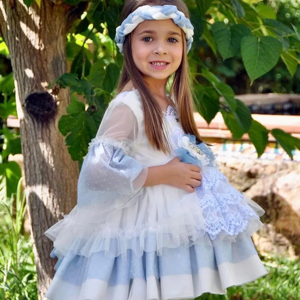 LA AMAPOLA - Ingrid Puffball Dress - Blue