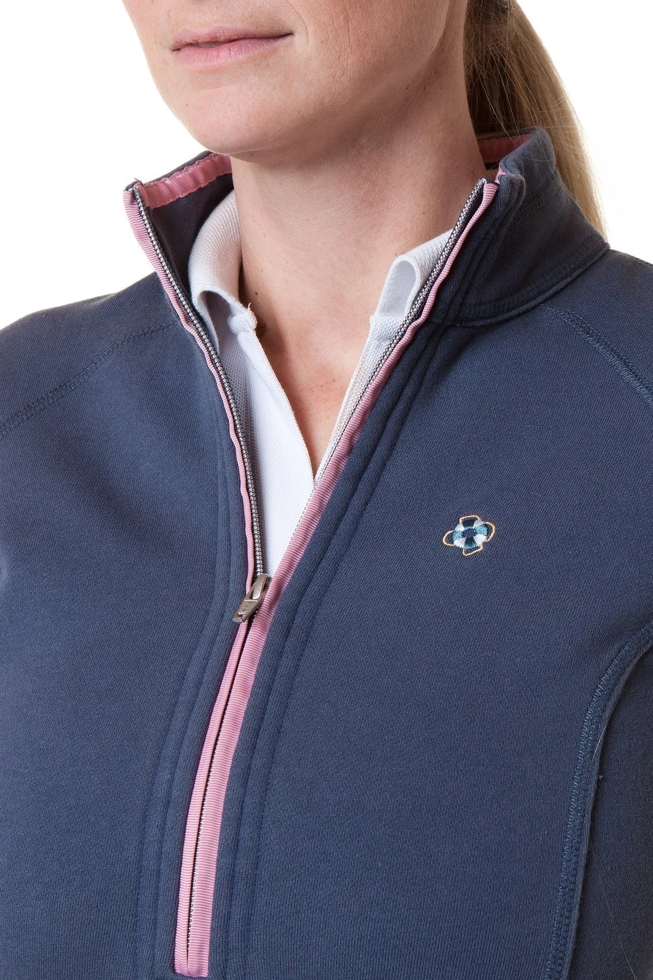 Ladies Breakwater Zip Nantucket Navy with Pink Trim