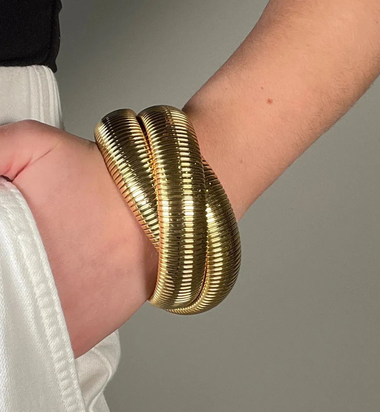 Large Gold Twisted Cobra Bracelet