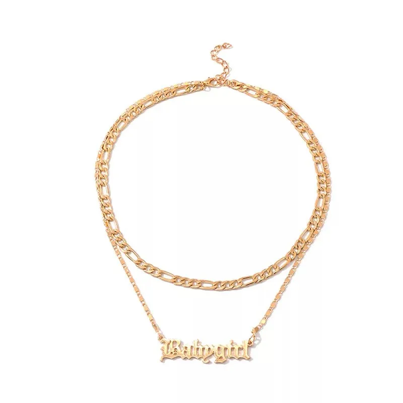 Layered Babygirl Alphabet Word Pendant