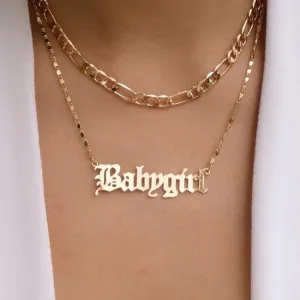 Layered Babygirl Alphabet Word Pendant