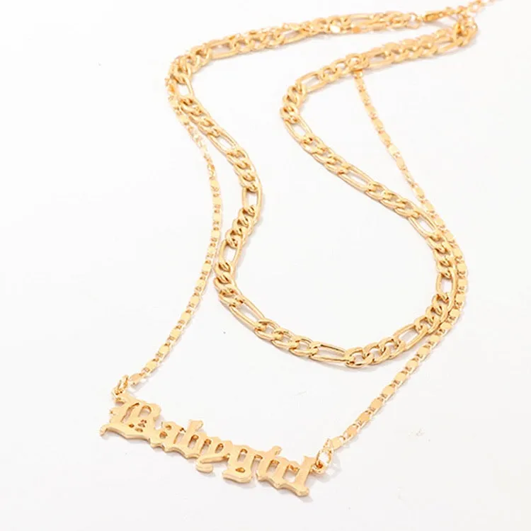 Layered Babygirl Alphabet Word Pendant