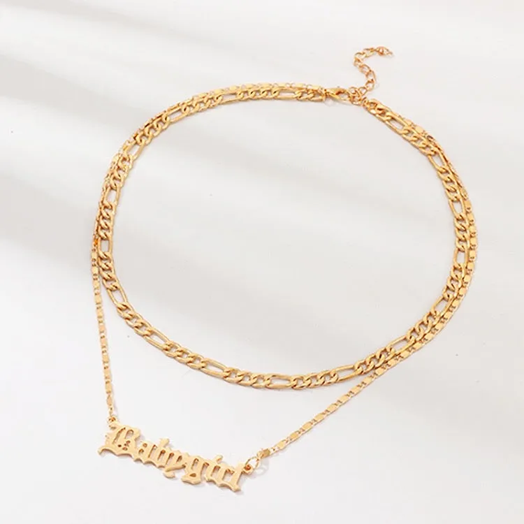 Layered Babygirl Alphabet Word Pendant