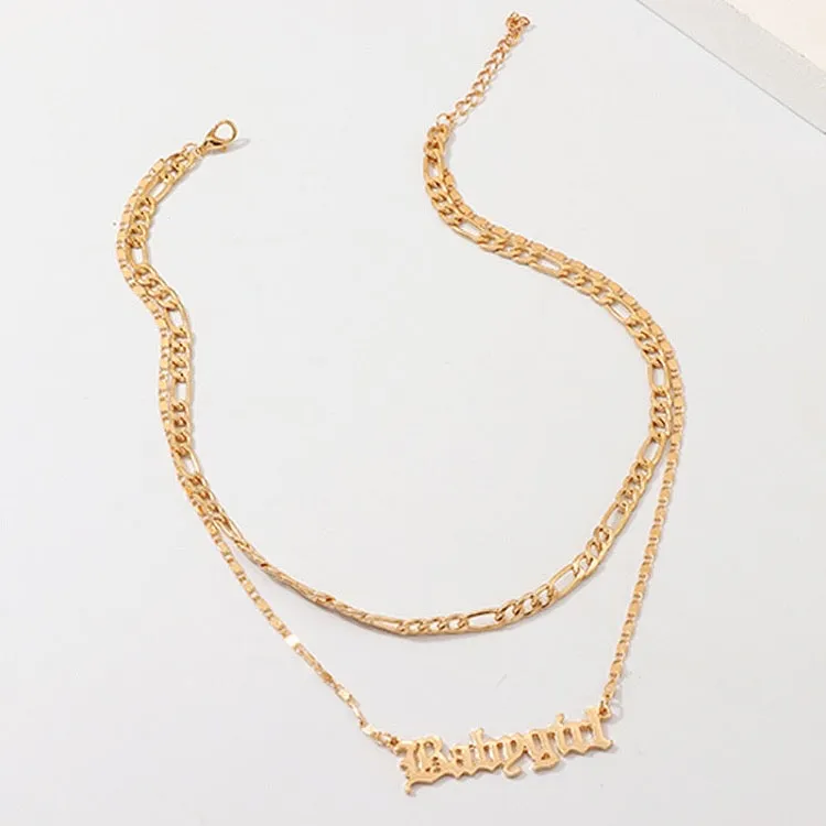 Layered Babygirl Alphabet Word Pendant