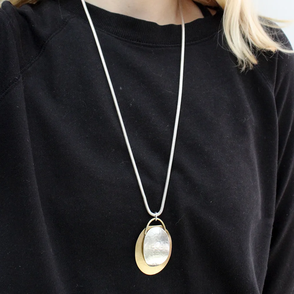 Layered Hammered Ovals Necklace