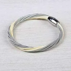 Layered Harp String Ivory/Silver Bracelet