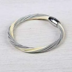 Layered Harp String Ivory/Silver Bracelet