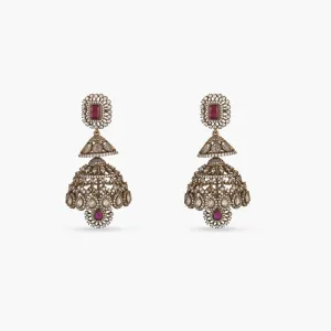 Layered Nakshatra CZ Jhumka Earrings