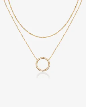 Layered Open Circle Pendant Necklace
