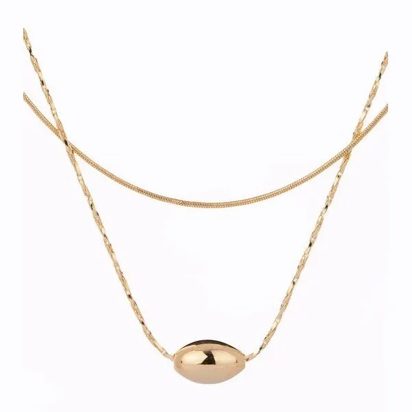 Layered oval pendant necklace
