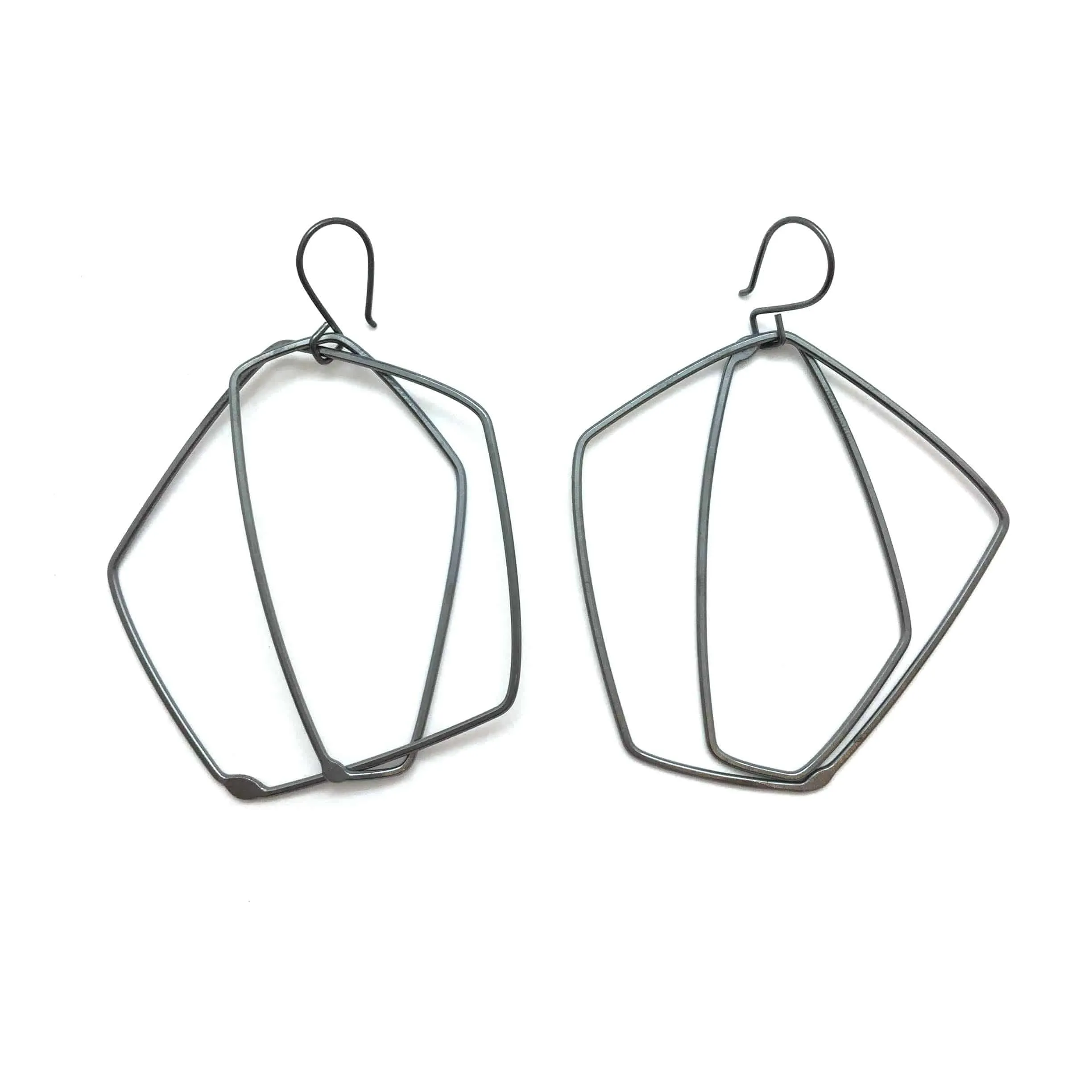 Layered Oxidized Silver Earrings